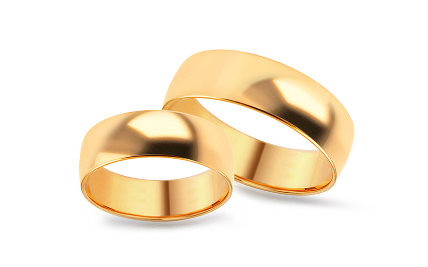 Zlaté snubní klasické prstýnky, šířka 6,5 ​​mm - SKOB001-6-5