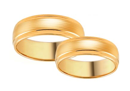 Zlaté snubní prsteny s matováním, šířka 6 mm - SKOB009