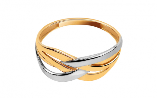 Zlatý dvoubarevný proplétaný prsten - IZ24534