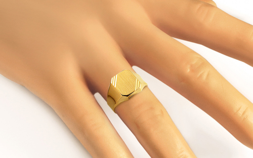 Zlatý pečetní prsten s matováním - IZ23531 - na modelce