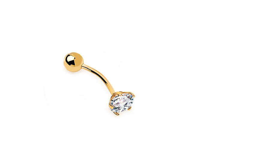 Zlatý piercing do pupíku se zirkonem - IZ16159