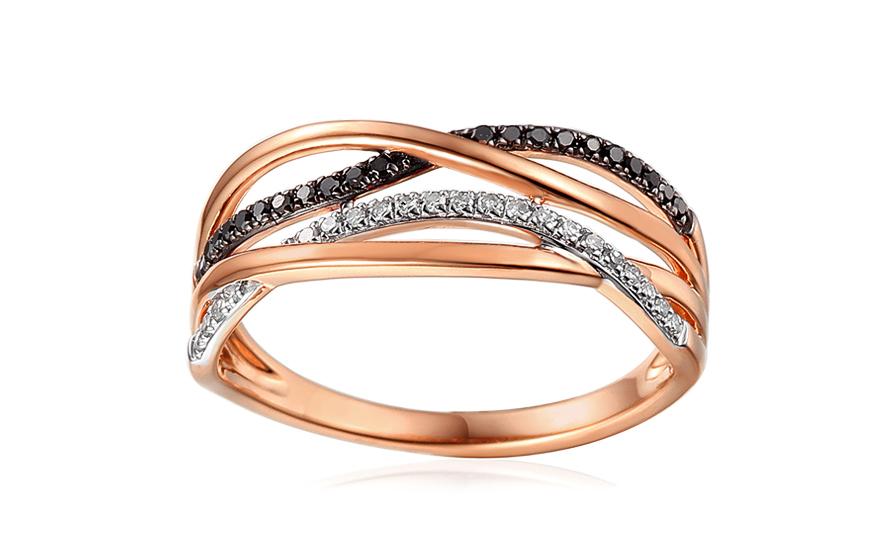 Zlatý prsten s černými diamanty 0.130 ct - IZBR094RP