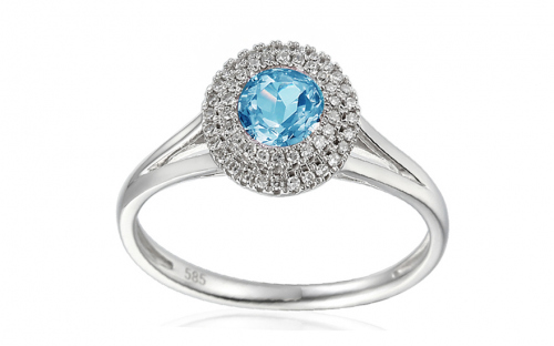 Zlatý prsten s topasem a diamanty Madeleine - IZBR139T