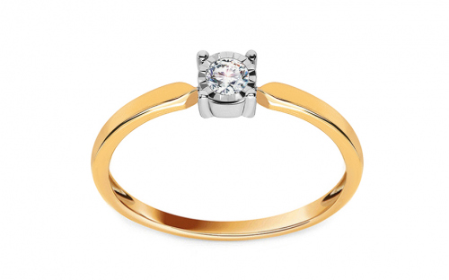 Zlatý zásnubní prsten s diamantem 0,100 ct Chaucer KU1026