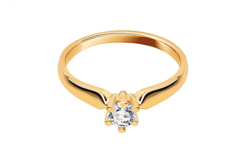 Zlatý zásnubní prsten se zirkonem Noe - IZ15602