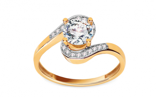 Zlatý zásnubní prsten se zirkony Presley - IZ11297