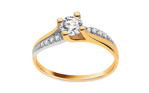 Zlatý zásnubní prsten se zirkony Tiara - CSRI1317